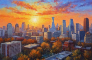 郑州景物油画网站排名，网罗艺术之美，发现郑州风情画卷，郑州风情画卷，艺术之美，油画网站精选排行